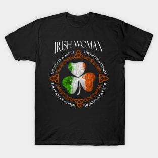 Irish Woman The Soul of A Witch Shamrock St Patrick_s Day T-Shirt